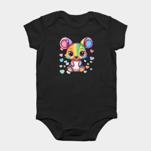 Rainbow of Love Baby Kangaroo Baby Bodysuit by animegirlnft